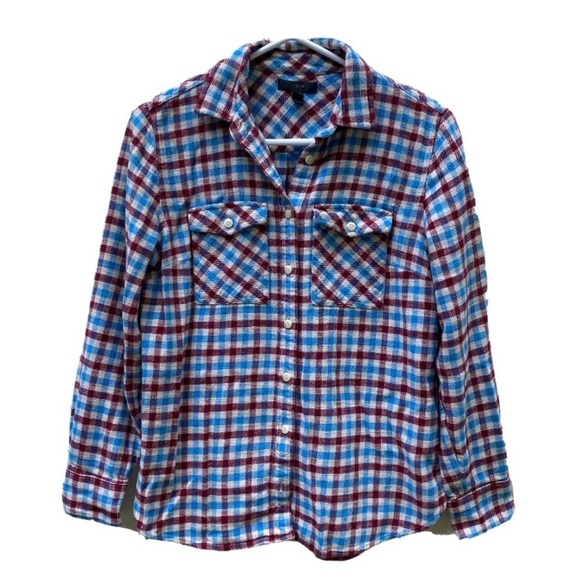 J crew Plaid Button Front Shirt Women’s 2 Petite 100% Cotton Warm - Picture 1 of 6